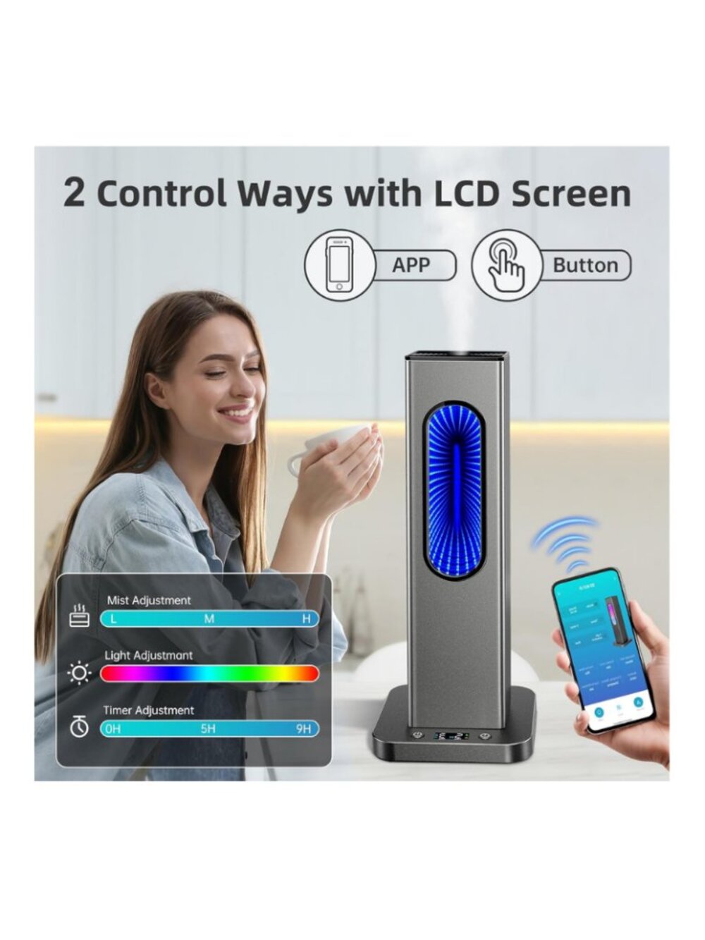 Waterless Essential Oil Diffuser, Rechargeable App Remote Control Scent Diffuser - Picture 5 of 5